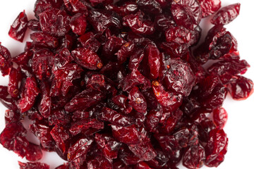 Dried cranberries  on white