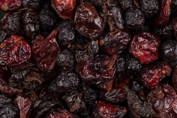 Dried cranberries, cherries and blueberries