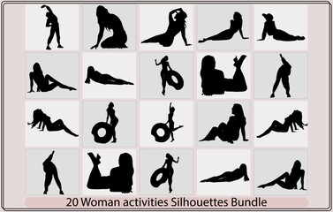 Woman activities   silhouette,Woman activities  silhouette bundle,Woman activities   illustration,Woman activities vector,