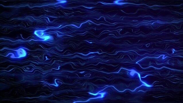 Blue Neon Waves: Mesmerizing Electric Ocean Animation (looping video background)