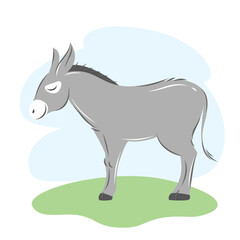 Cute donkey. Farm animals. Childish colored flat vector illustration