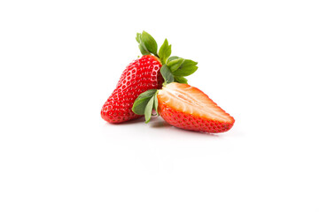 Red ripe strawberry fruits