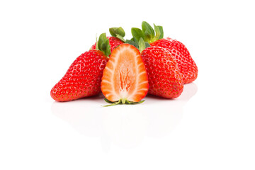 Red ripe strawberry fruits