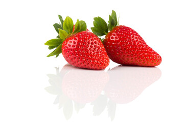 Red ripe strawberry fruits