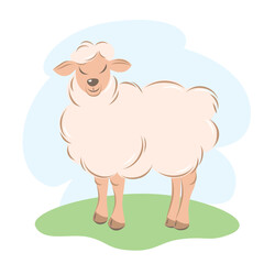 Cute goat. Farm animals. Childish colored flat vector illustration