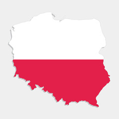 Obraz premium poland map with flag on gray background