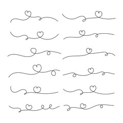 hand-drawn Valentine heart text tail doodle lines. swoosh Line art sign vector design elements for logo wedding, poster, funeral, invitation, banner, greeting card Vector art background
