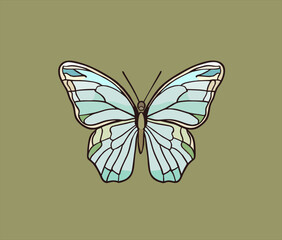 Butterfly Vector Illustration, Hand Drawn. Village butterfly animal sketch art illustration.