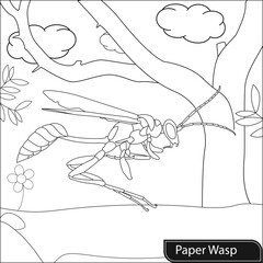 paper wasp coloring page for kids
