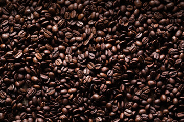 Roasted Coffee beans saturated color picture beautiful background can be used as a background.