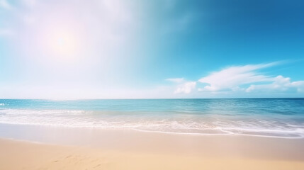 Fototapeta premium Summer ocean beach background. Illustration AI Generative.