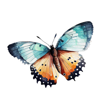 Cleopatra  buterfly. Watercolor with transparent background. Generative AI