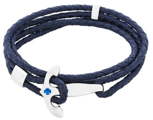 Leather bracelet with silver on a white background