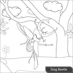 Beetle insect coloring page for kids