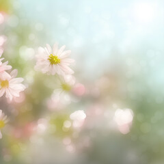Naklejka na ściany i meble Spring background with flowers, soft light