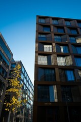 Vertical shot of Administrative modern glass building in Zurich downtown in Switzerland