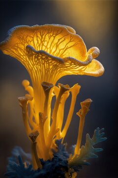 Cantharellus mushroom close up. Generative AI