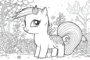 Horse Haven: Relaxing Pony Coloring Pages for Stress Relief, Generative AI