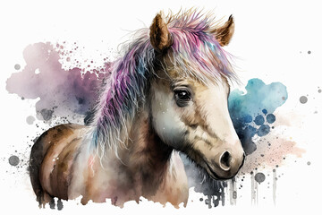 Pony Paradise: Whimsical Watercolor Clipart for Your Creative Endeavors, Generative AI