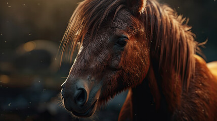 Obraz na płótnie Canvas Graceful Steeds: Realistic Pony Illustration for Horse Enthusiasts, Generative AI