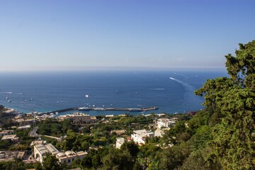 Fototapeta na wymiar Beautiful shot of the streets of Capri Island and the sea in Italy