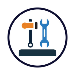 wrench, hammer, work tools icon