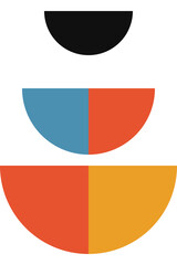 Abstract geometric minimalist artwork. Vector illustration made of simple shapes like circle, square, triangle. Retro background in Bauhaus style and bold colors: red, yellow, blue and black on white