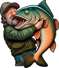 Happy fisherman with a big fish