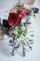Vertical shot of a beautiful bouquet of different colorful flowers.