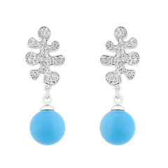 A pair of earrings on a white background
