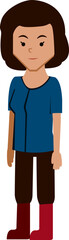 Adult Aunt Farmer Woman Wearing Blue Mor-Hom Clothes Standing Character Design Isolated