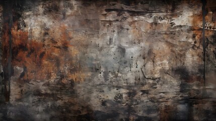 Obraz premium Edgy grunge texture with worn-out appearance in shades of black, grey, or brown for a rebellious look. Generative AI
