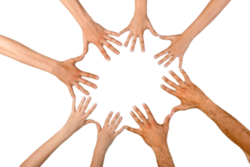 Human Hands in circle isolated on white
