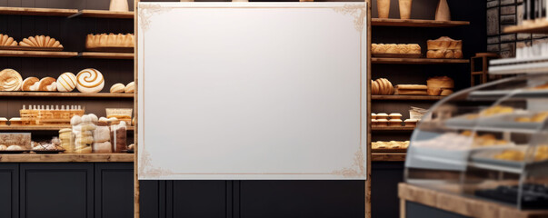 Sweets for All Occasions: A Blank Signboard Mockup for Your Bakery Store. Generative AI