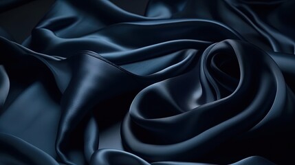 Fototapeta premium Abstract dark blue background. Silk satin. Navy blue color. Elegant background with space for design. Soft wavy folds