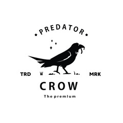 Fototapeta na wymiar vintage retro hipster crow logo vector silhouette art icon for farm