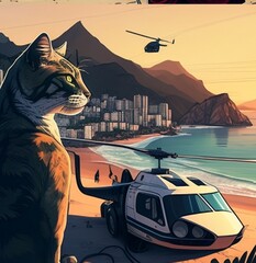 cat gta logo style t-shirt