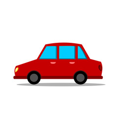 red color car illustration in flat style for children's book