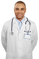 Young man doctor in white uniform with stethoscope