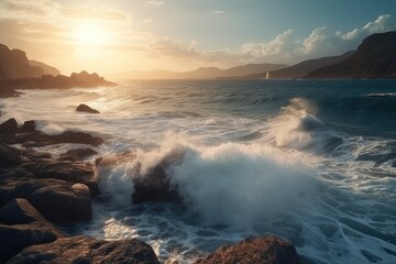 A seascape with a stunning view, made with generative ai