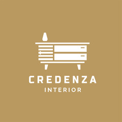 credenza home furniture logo modern vector icon illustration