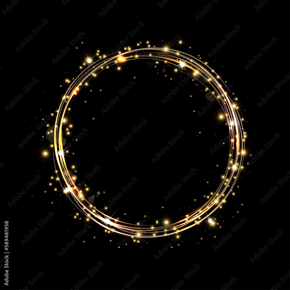 Canvas Prints isolated frame in gold tone with glitter on a black background
