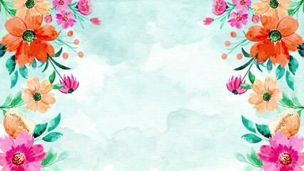 Jolly Wedding Pack Background_11.

This is an animated multi-colour floral background.

Beautiful animation of flowers and leaves on green paper texture background. - Powered by Adobe