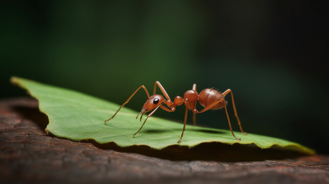 Leafcutter ant cutting leaves Generative AI