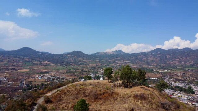 aerial view and revelation of mexican town in morelos