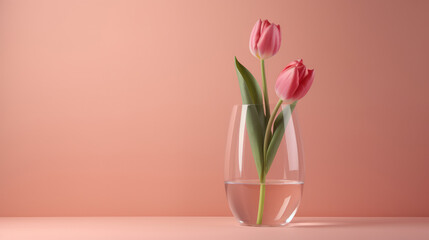 Tulip flowers background. Illustration Generative AI