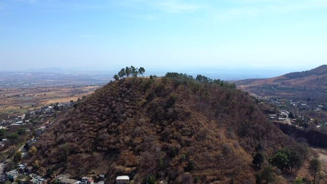 aerial view of mountain with drought