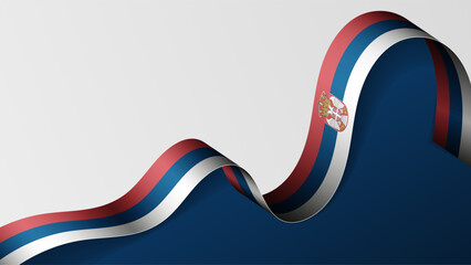 Serbia ribbon flag background.
