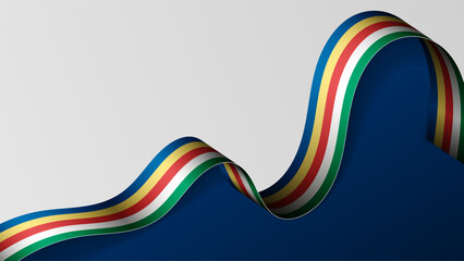 Seychelles ribbon flag background.
