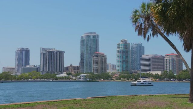 View of Downtown St. Petersburg skyline from Vinoy Park in Florida